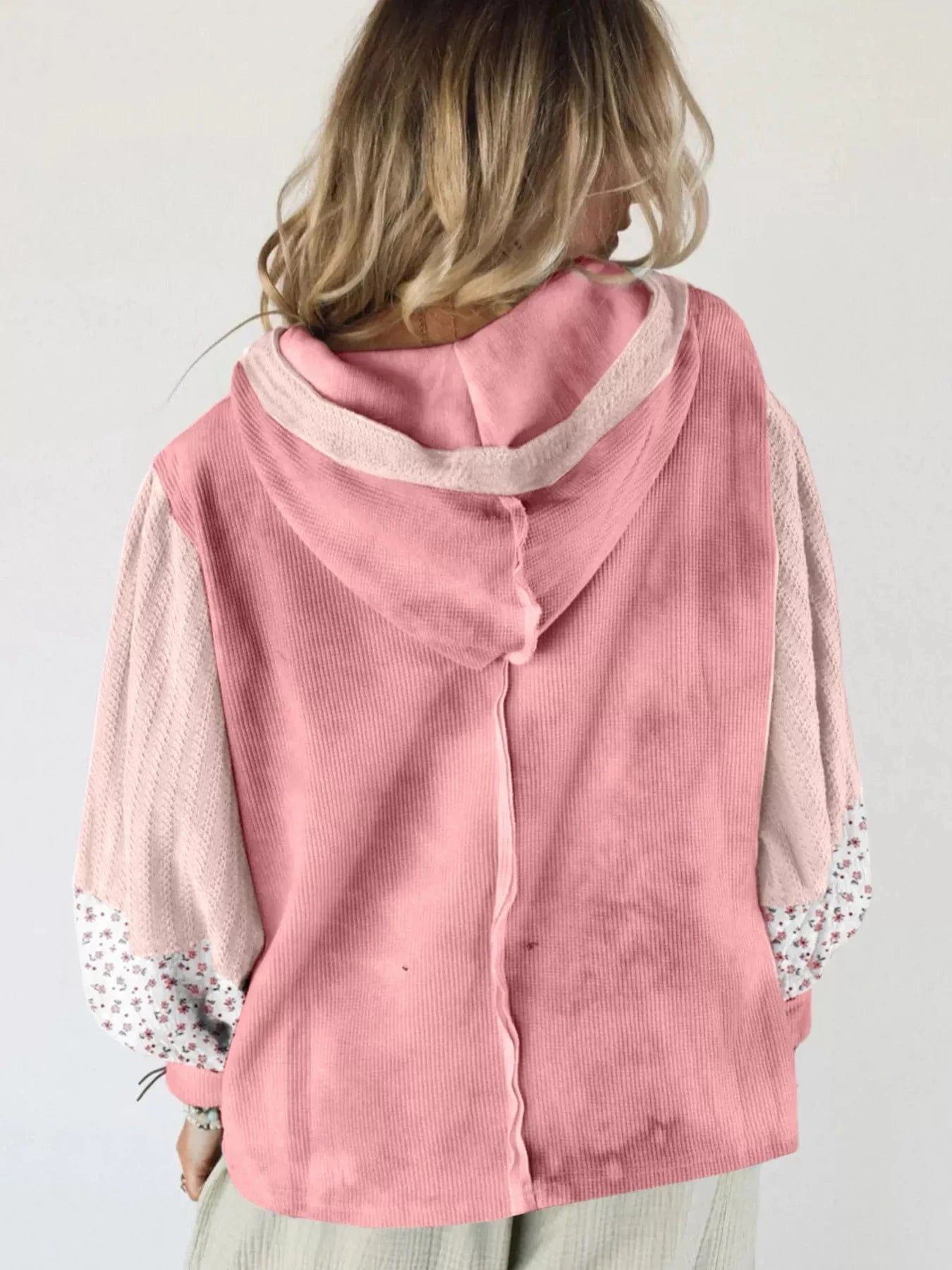 SYNZ Sweatshirts & Hoodies Floral Patch V-Neck Sweatshirt