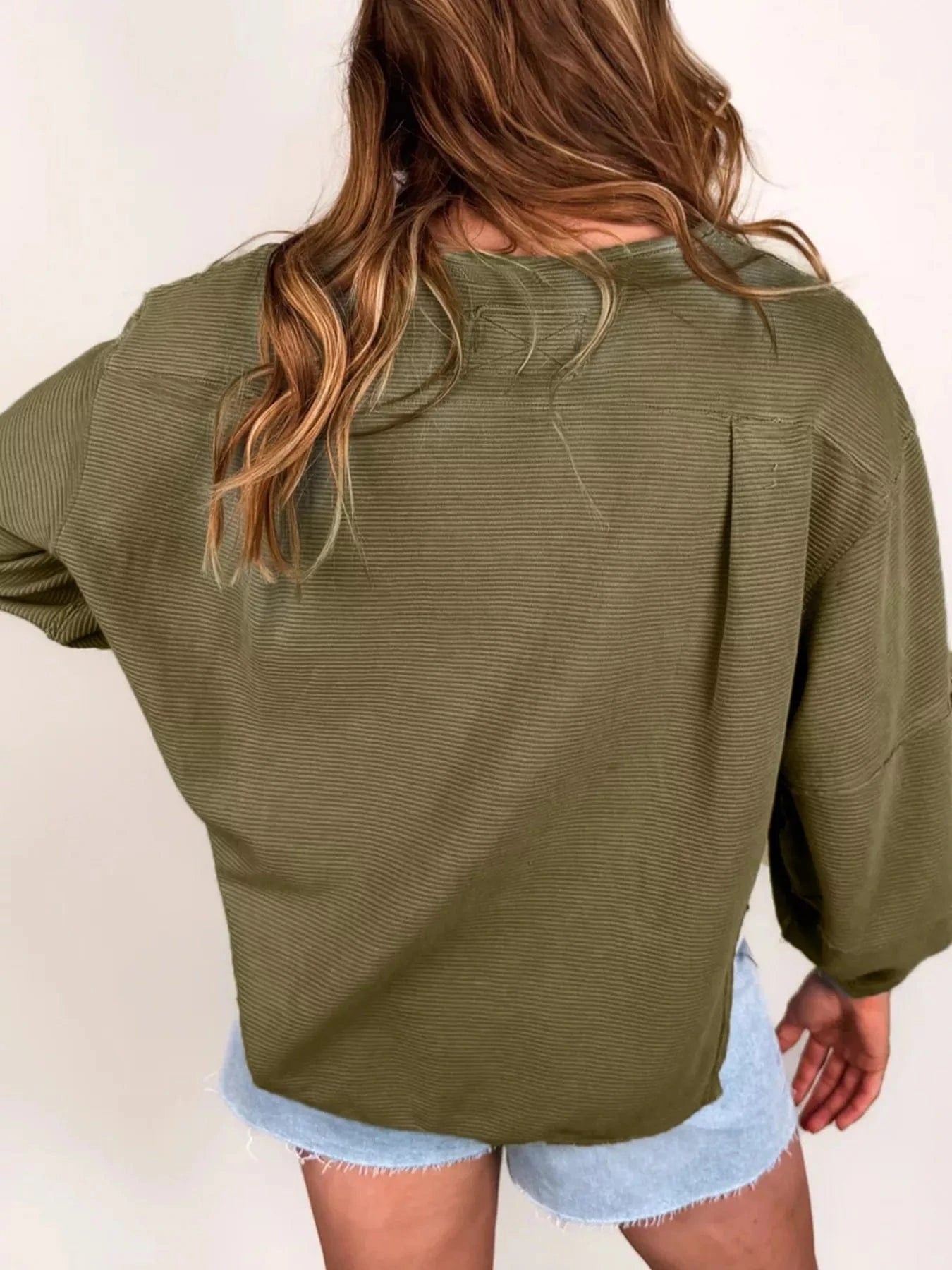 SYNZ Sweatshirts & Hoodies Ribbed Knit Oversized Sweatshirt