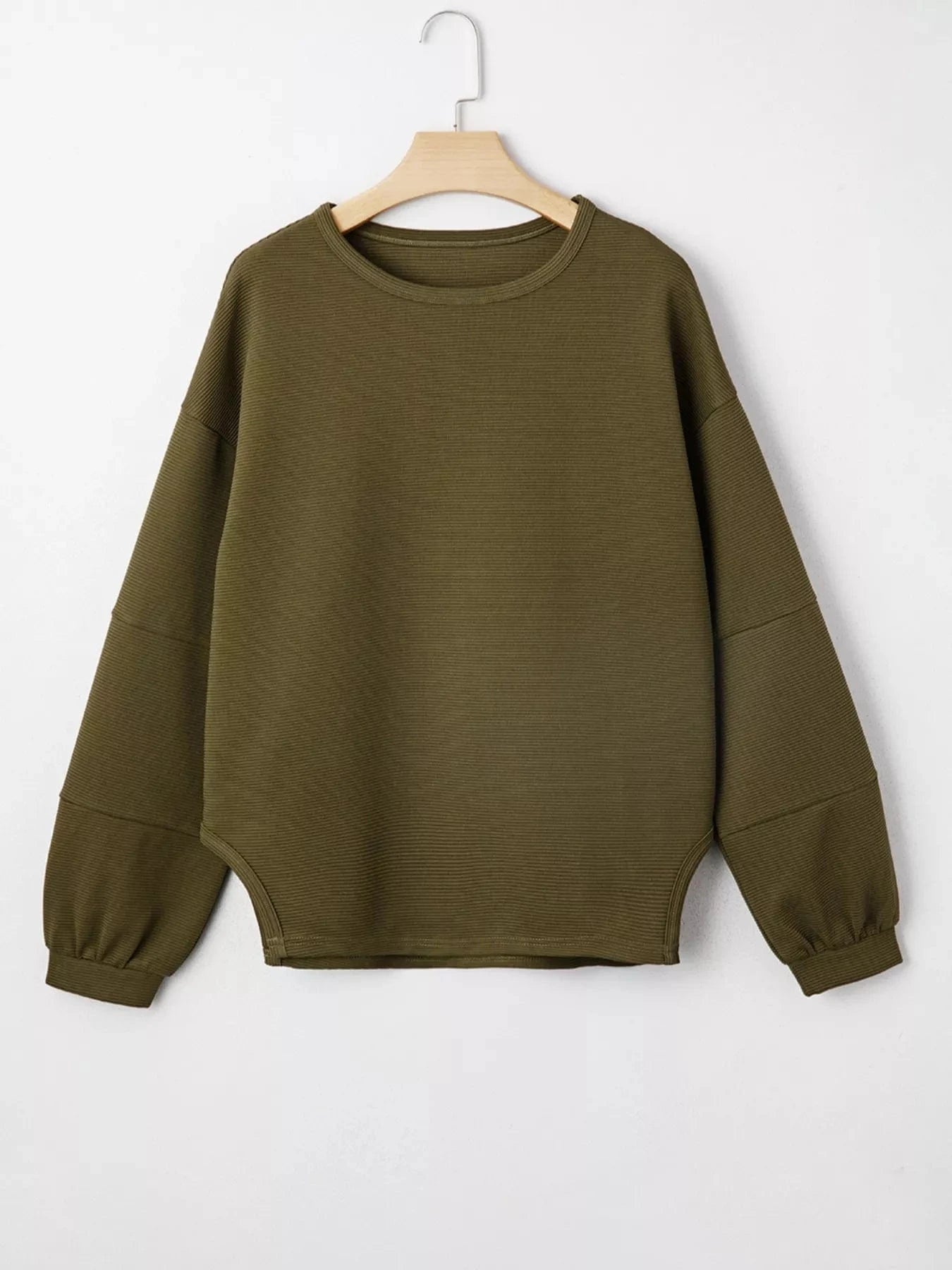 SYNZ Sweatshirts & Hoodies Ribbed Knit Oversized Sweatshirt