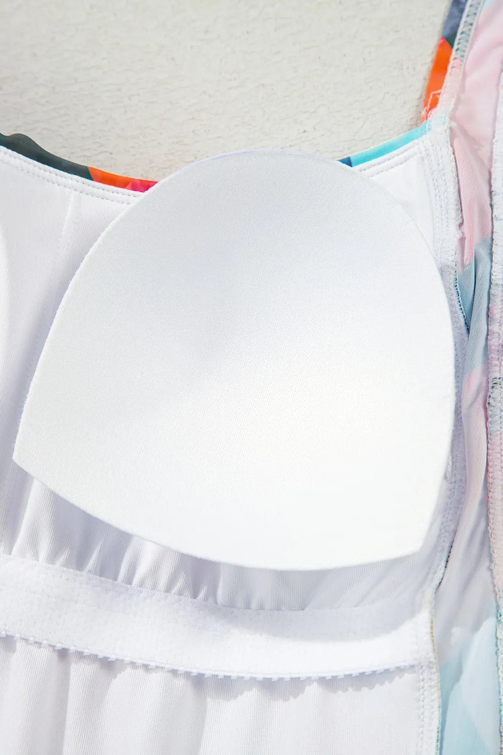 SYNZ Swimwear Multicolor Plaid Print Square Neck Frill Sleeveless Backless One-Piece Swimwear