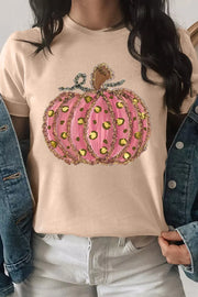 SYNZ Tan / S Pumpkin Round Neck Short Sleeve T-Shirt