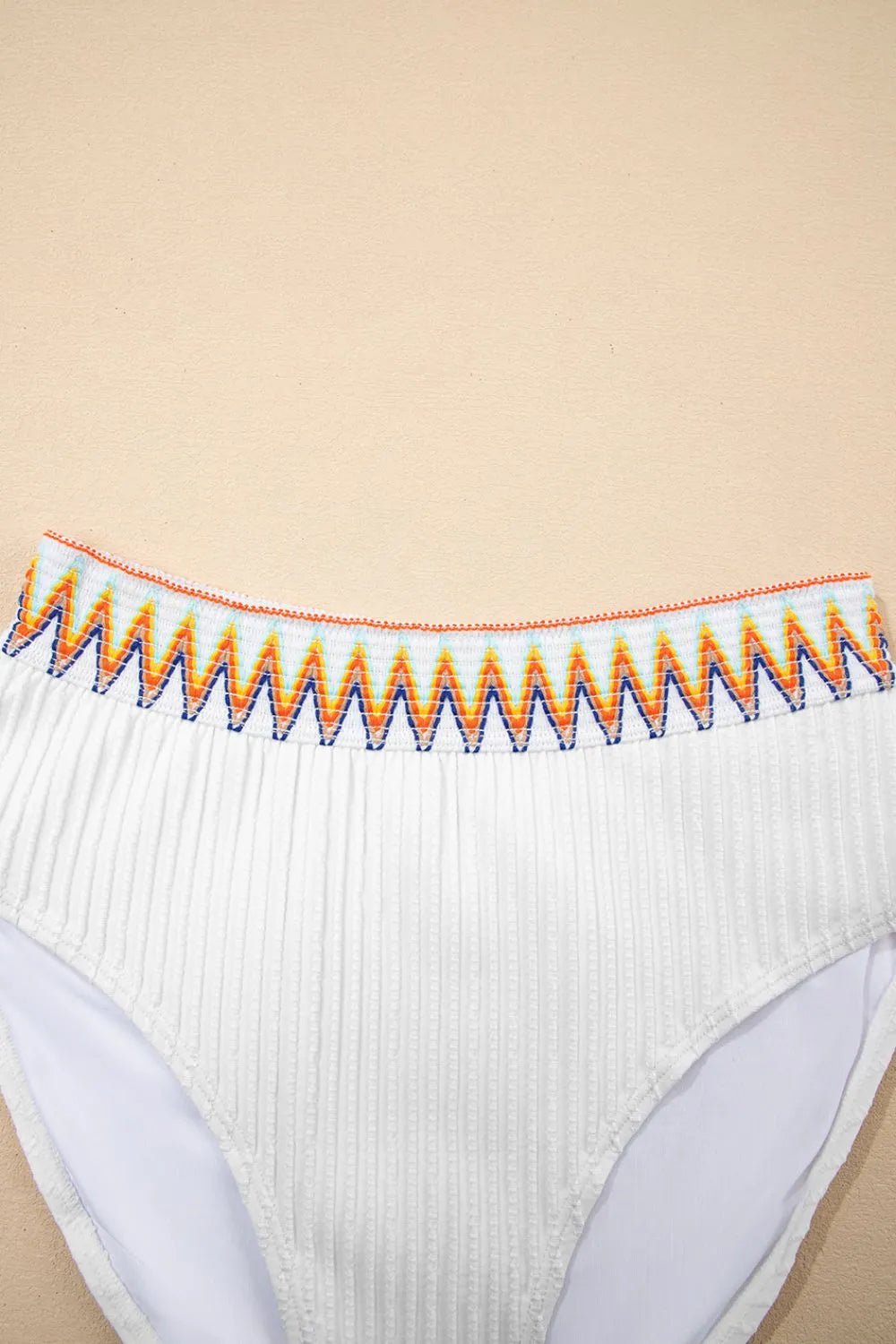 SYNZ Textured Contrast Banding Bikini High Waist 2pcs Swimsuit