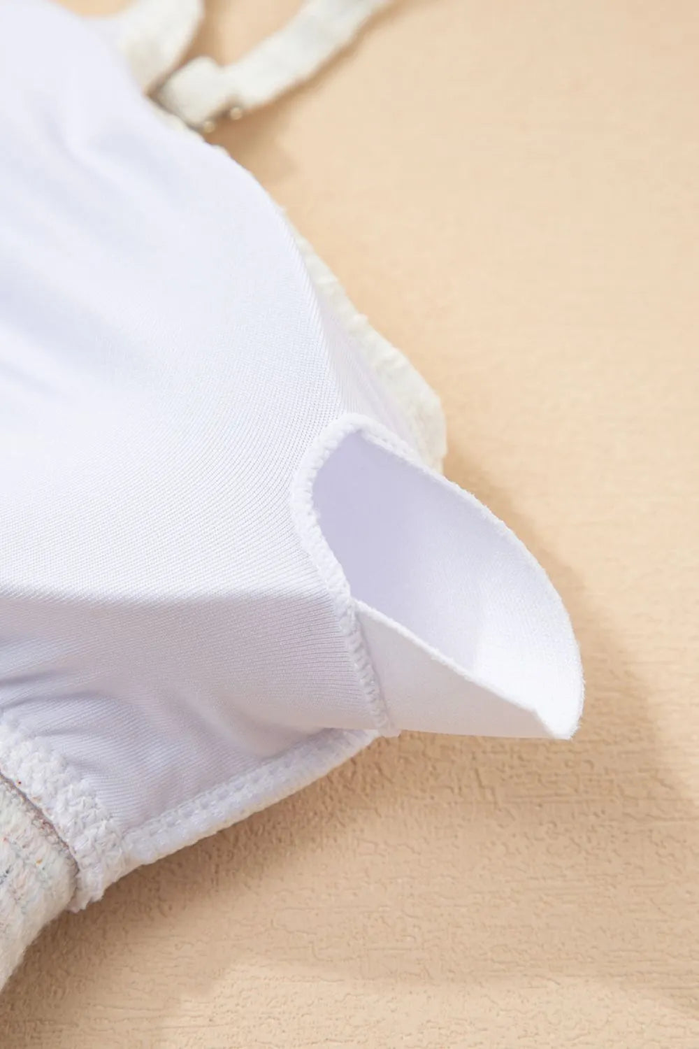 SYNZ Textured Contrast Banding Bikini High Waist 2pcs Swimsuit