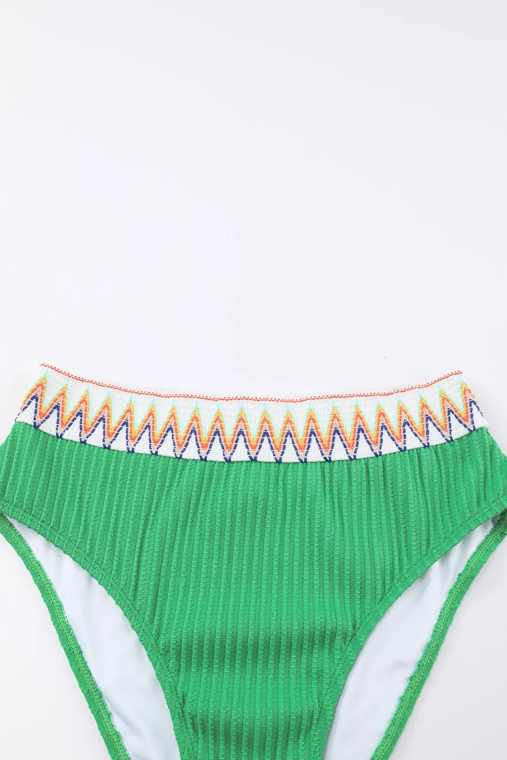 SYNZ Textured Contrast Banding Bikini High Waist 2pcs Swimsuit