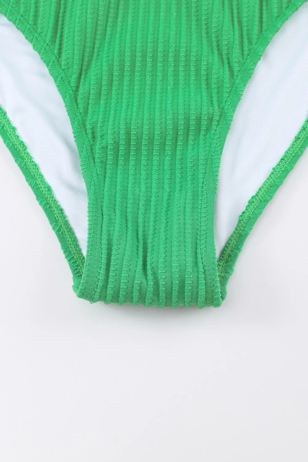 SYNZ Textured Contrast Banding Bikini High Waist 2pcs Swimsuit