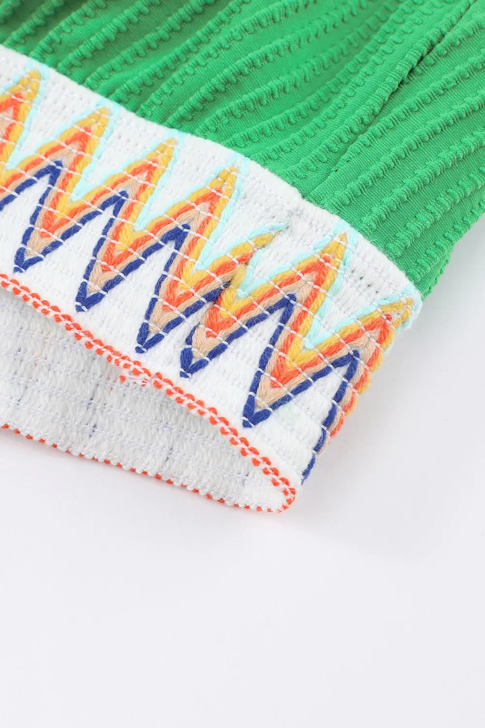 SYNZ Textured Contrast Banding Bikini High Waist 2pcs Swimsuit