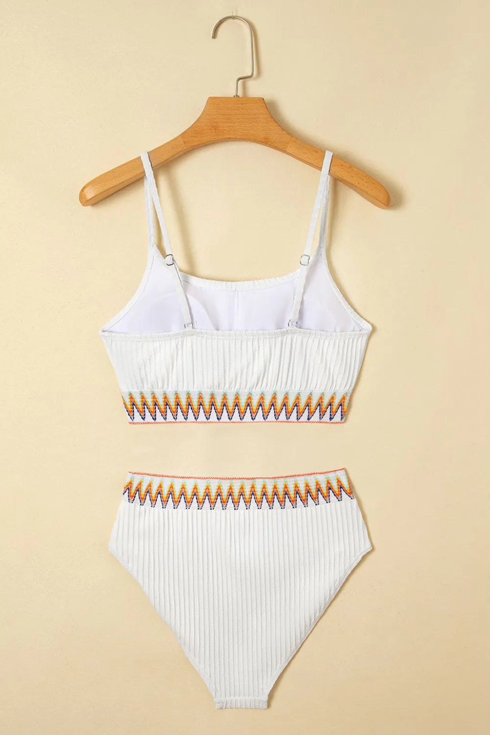 SYNZ Textured Contrast Banding Bikini High Waist 2pcs Swimsuit