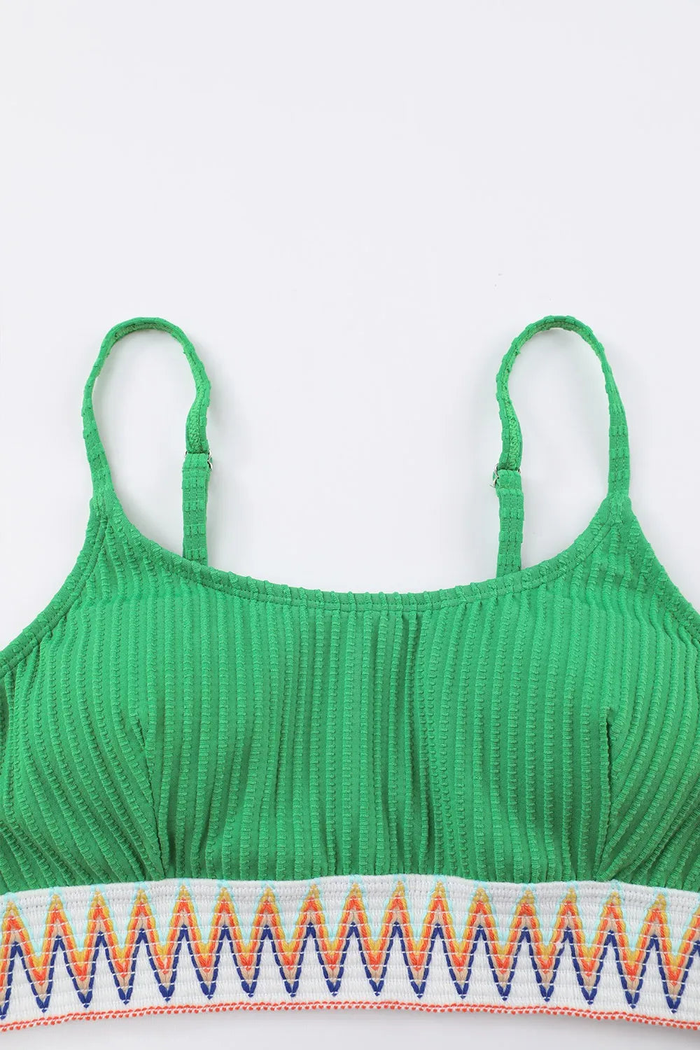 SYNZ Textured Contrast Banding Bikini High Waist 2pcs Swimsuit