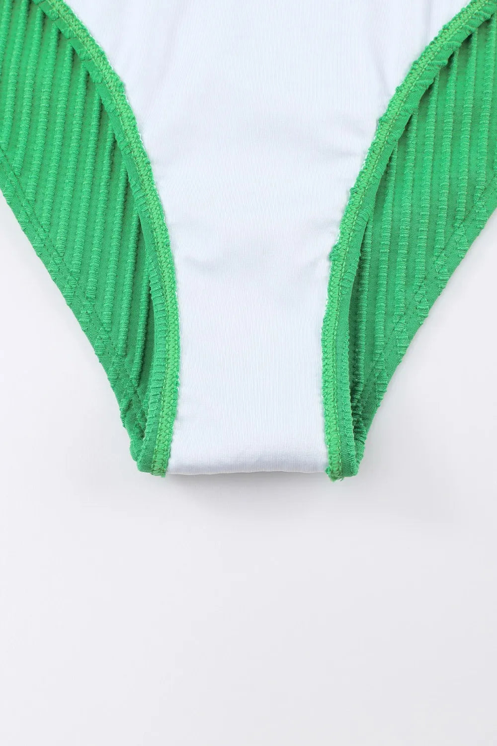 SYNZ Textured Contrast Banding Bikini High Waist 2pcs Swimsuit