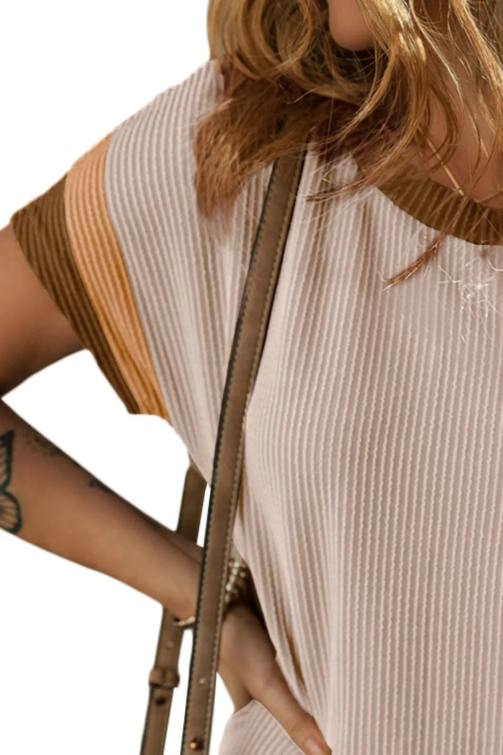 SYNZ Textured Round Neck Short Sleeve Dress – Comfortable Everyday Style