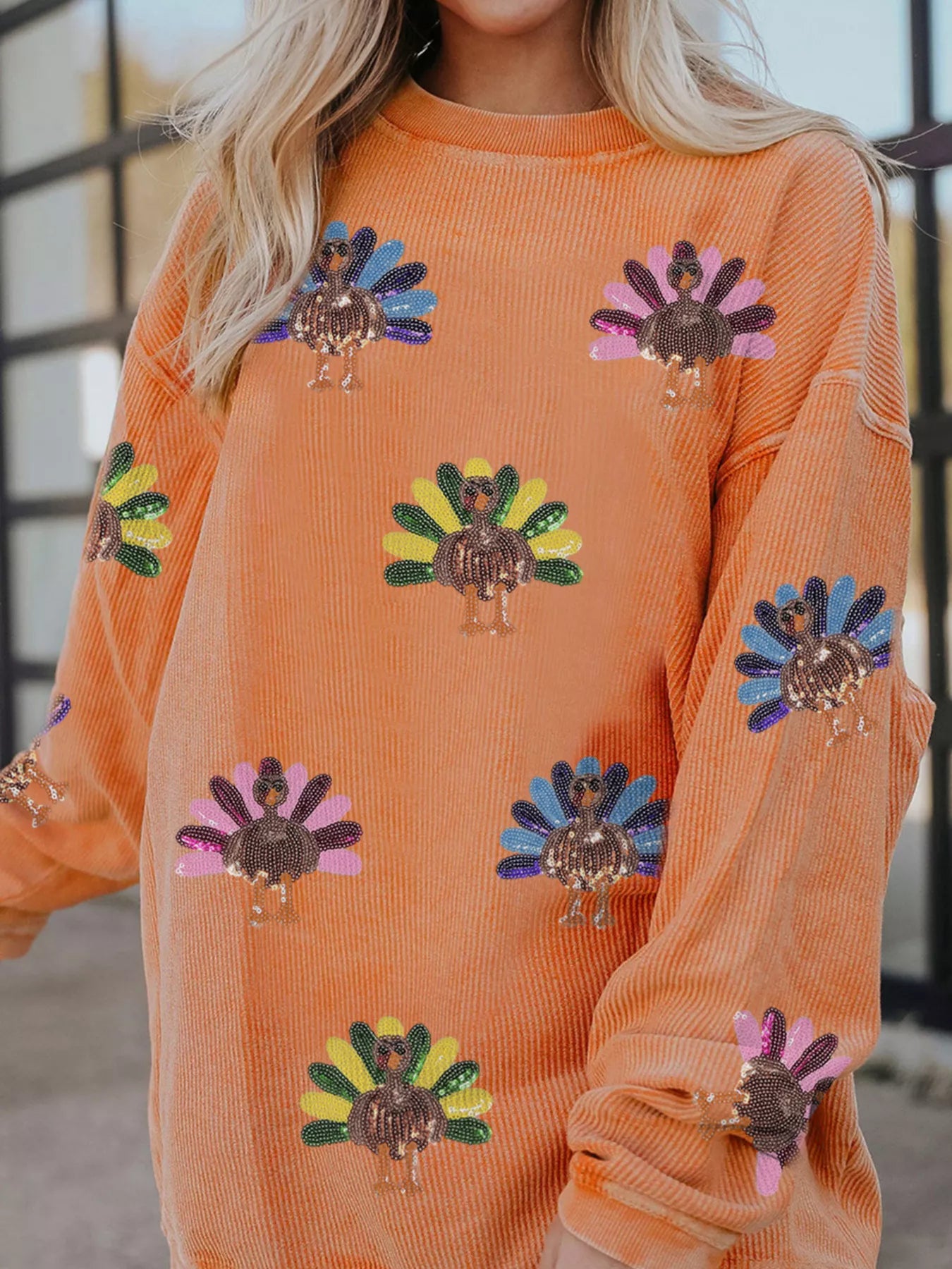 SYNZ Turkey Graphic Corded Baggy Sweatshirt