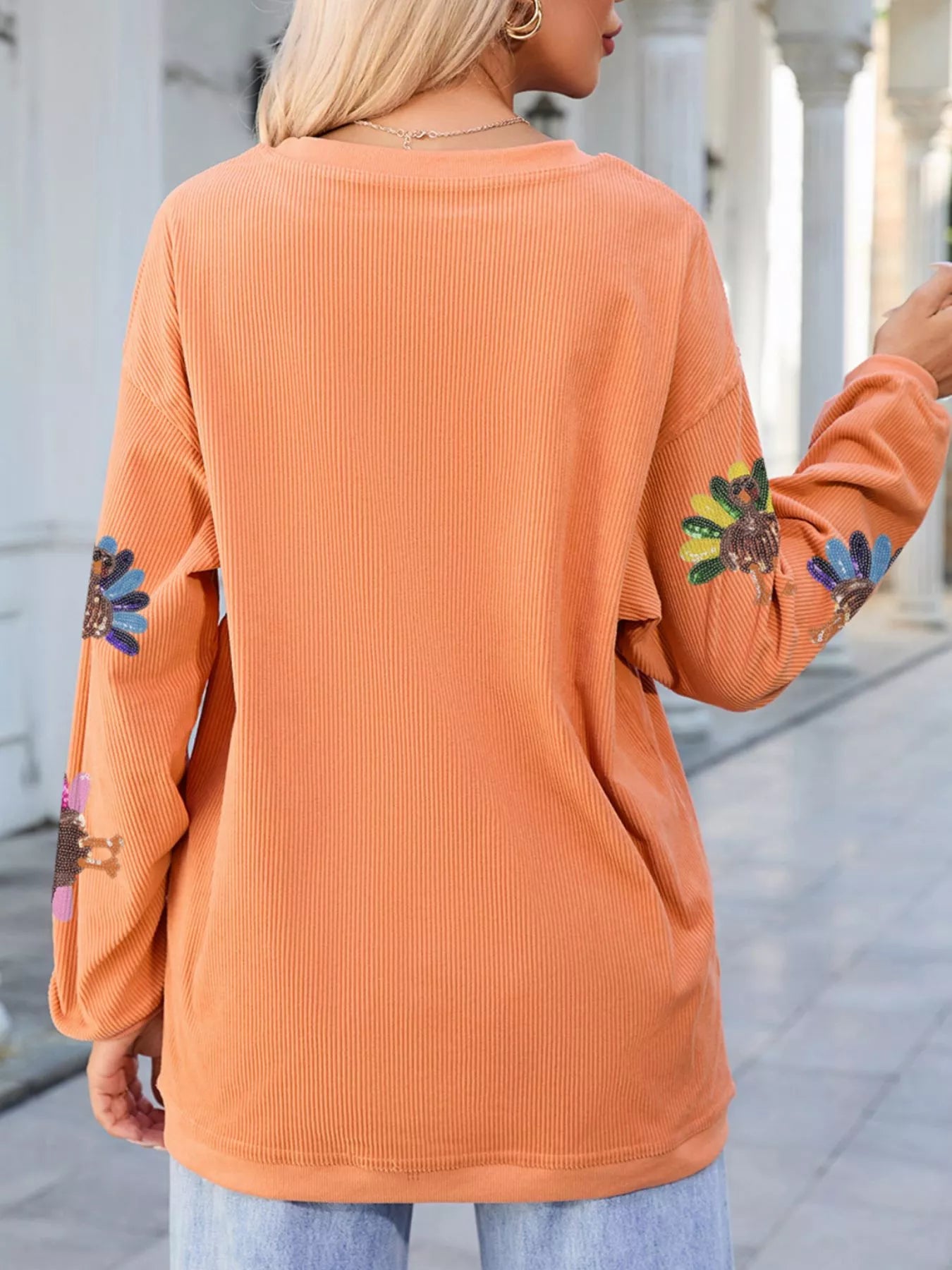 SYNZ Turkey Graphic Corded Baggy Sweatshirt