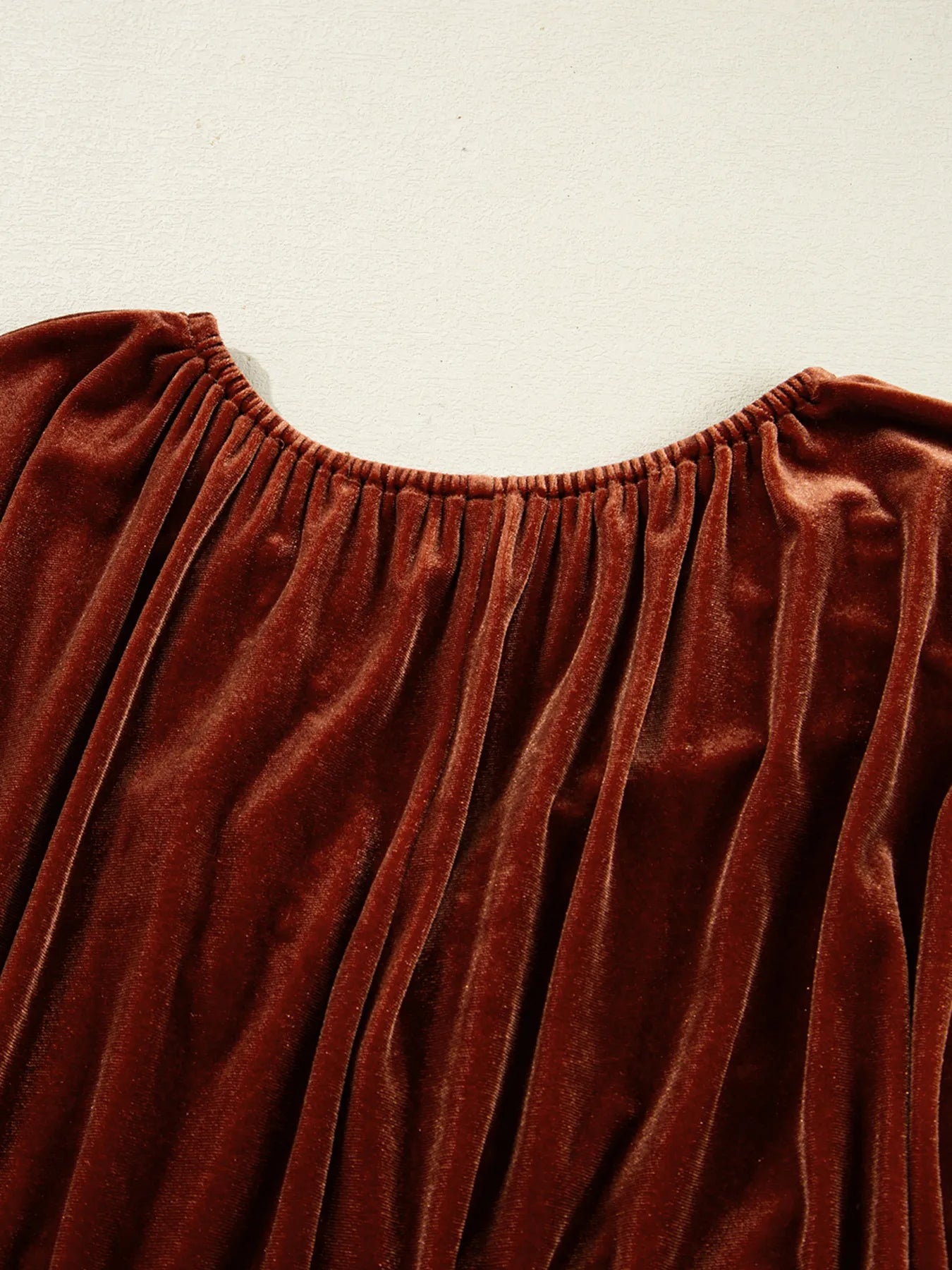 SYNZ V Neck Puff Sleeve Velvet Dress