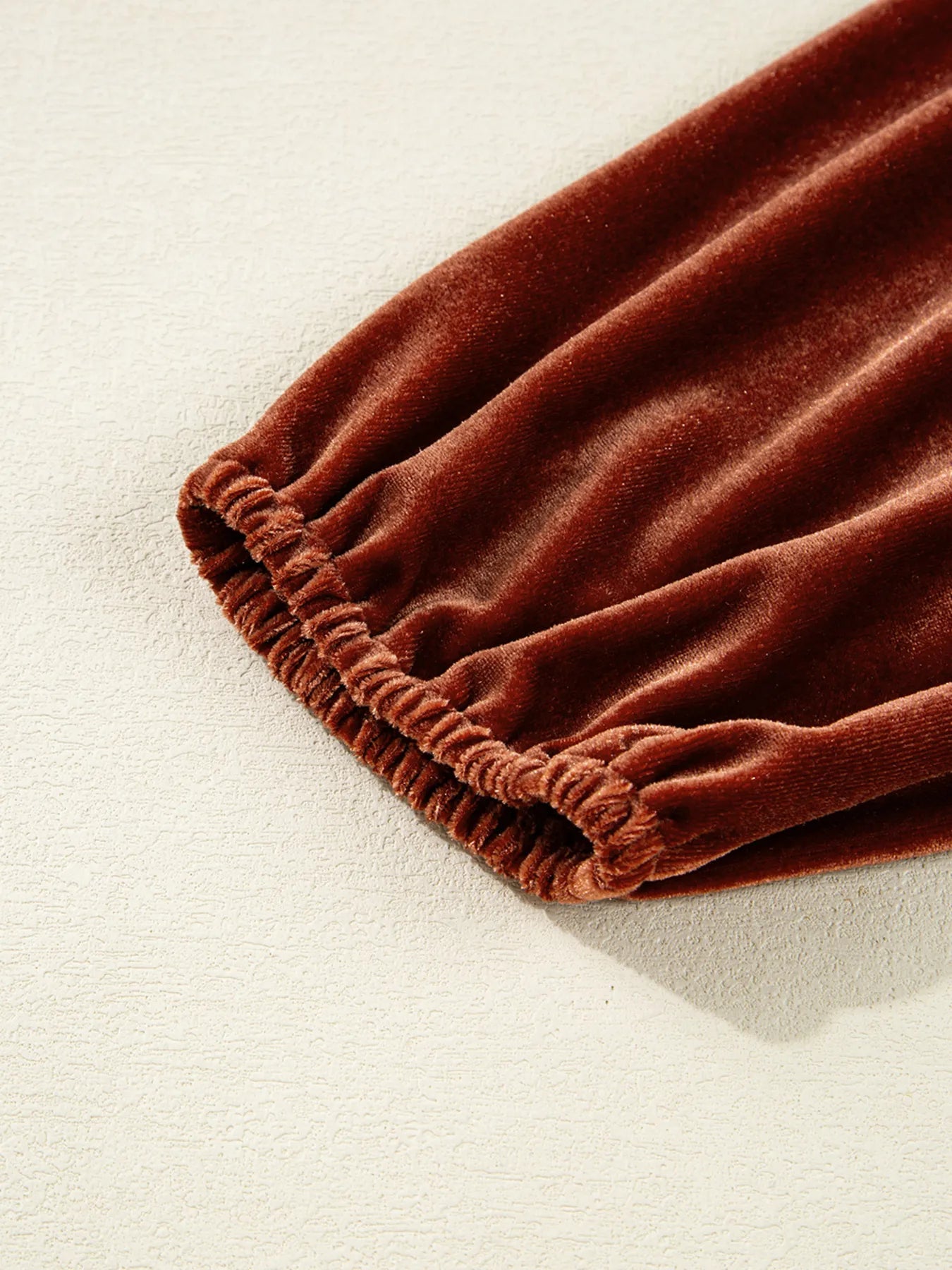 SYNZ V Neck Puff Sleeve Velvet Dress