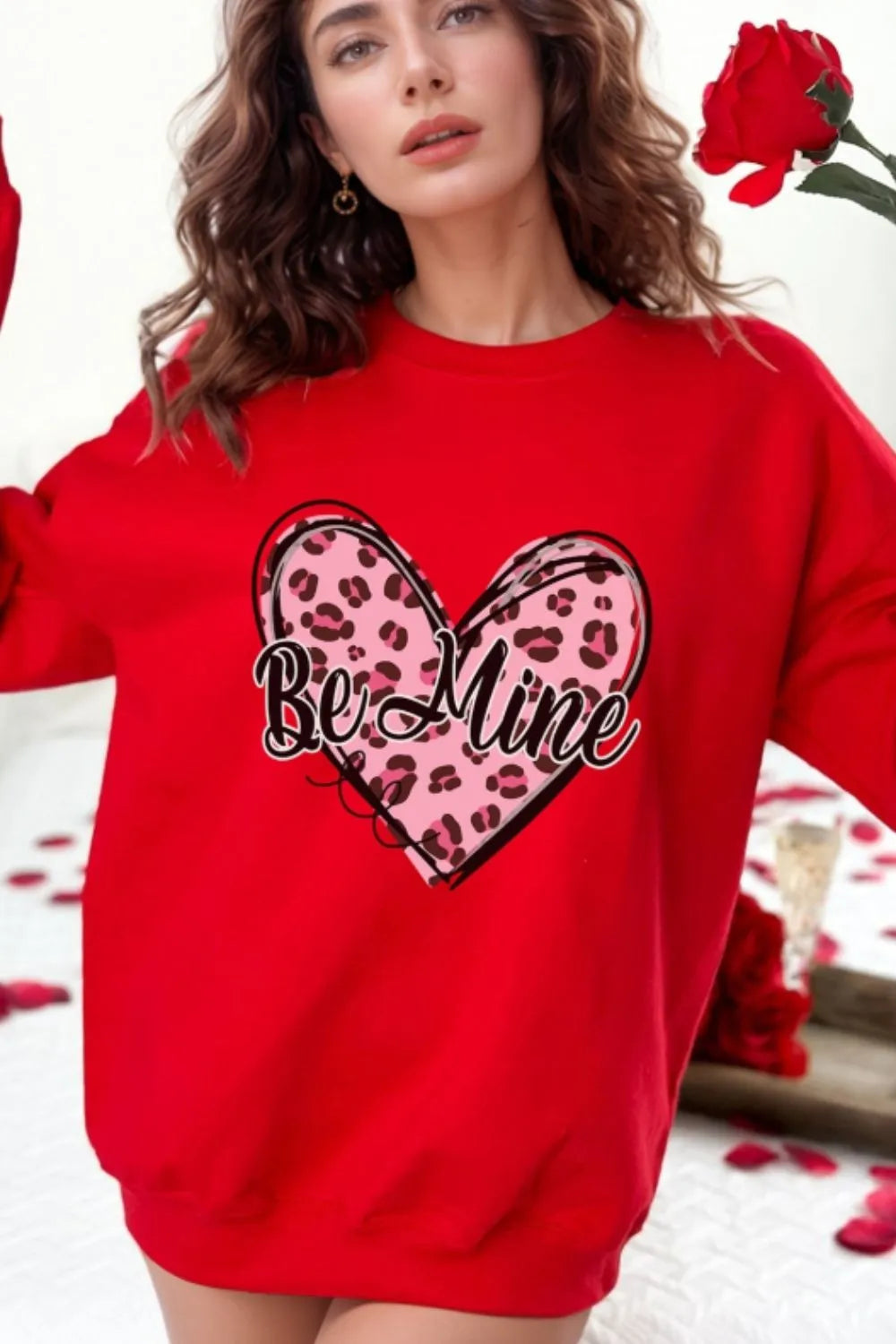 SYNZ Valentine's Day BE MINE Heart Long Sleeve Sweatshirt