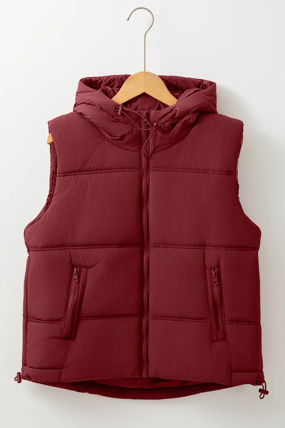 SYNZ Vests Drawstring Zip Up Hooded Vest Coat