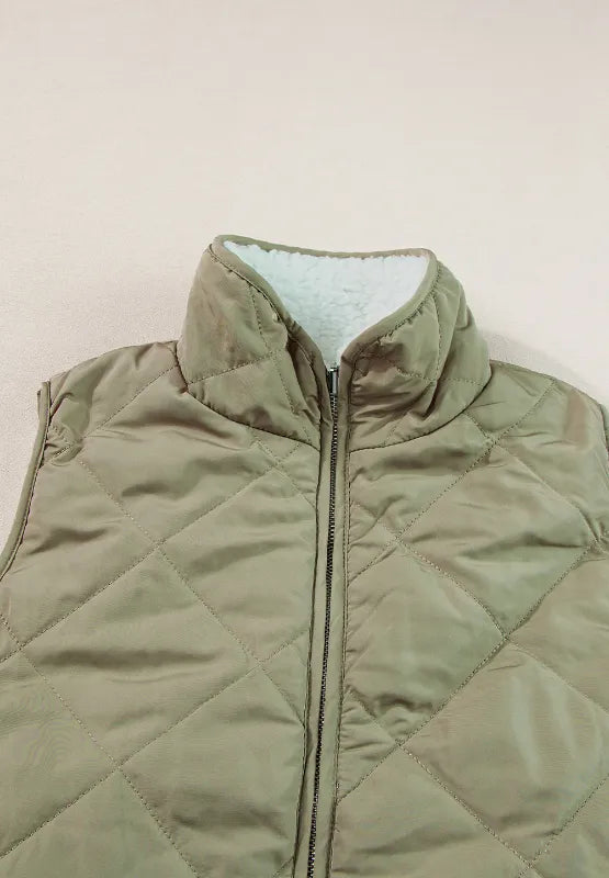 SYNZ Vests Fuzzy Zip Up Vest Coat with Pockets