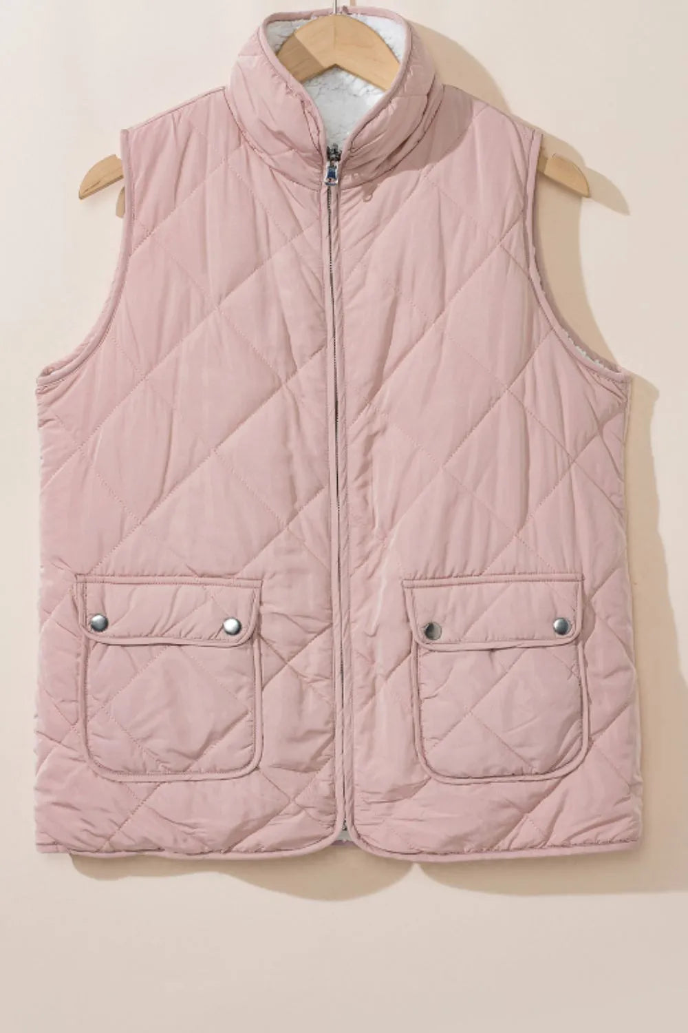 SYNZ Vests Fuzzy Zip Up Vest Coat with Pockets