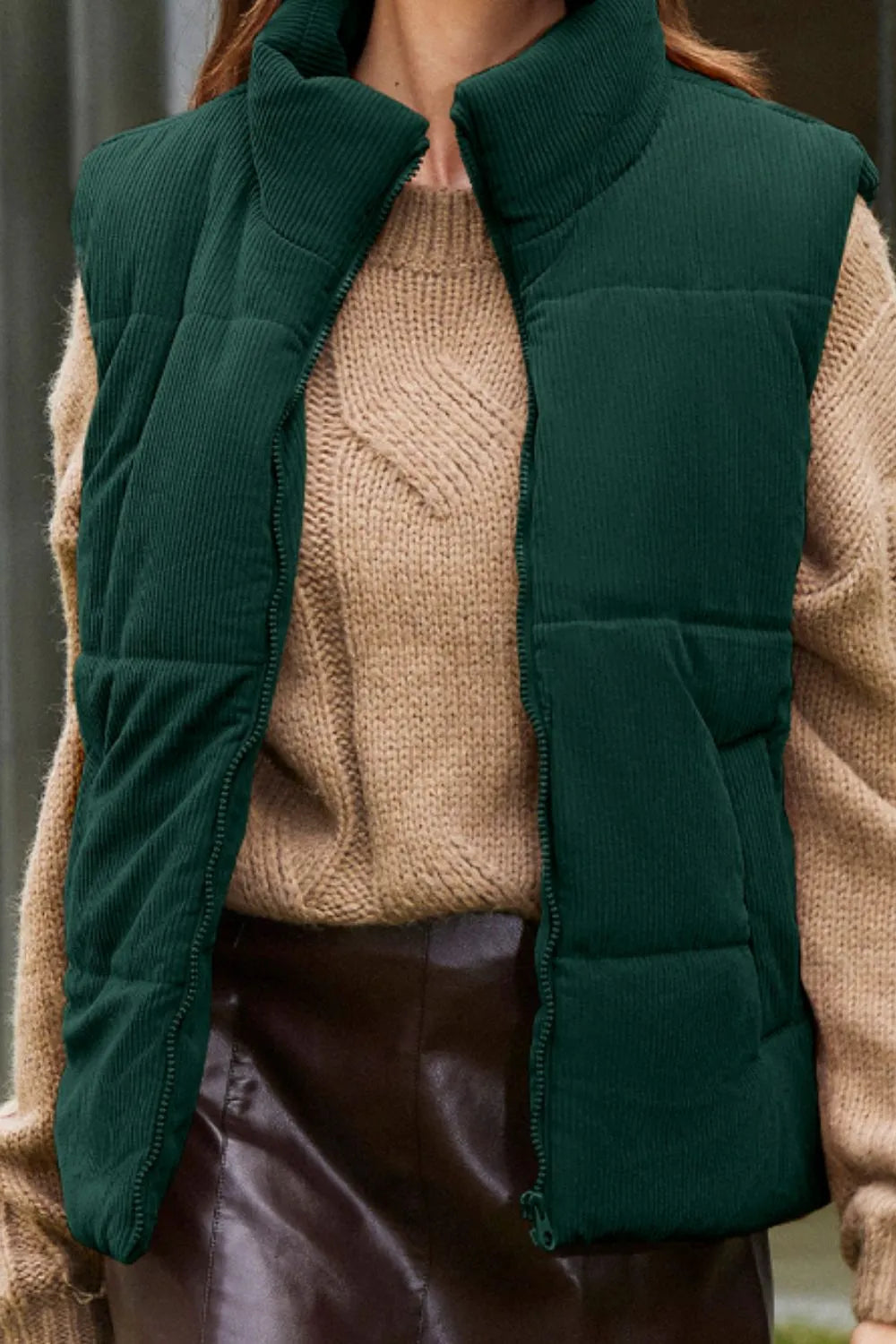 SYNZ Vests Zip Up Turtleneck Vest Coat