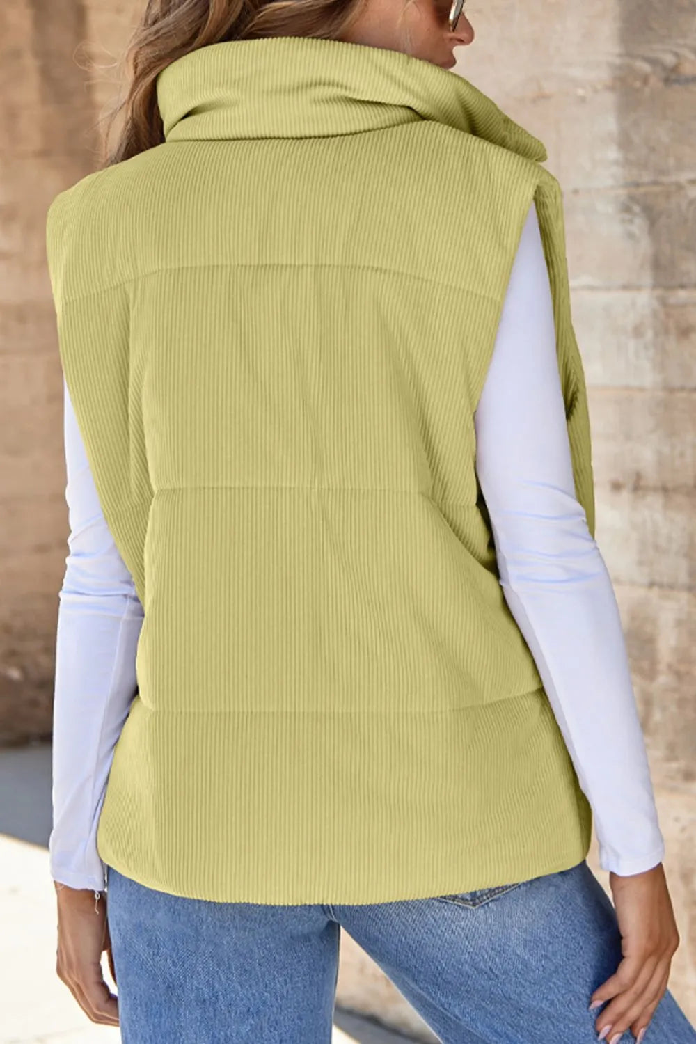 SYNZ Vests Zip Up Turtleneck Vest Coat