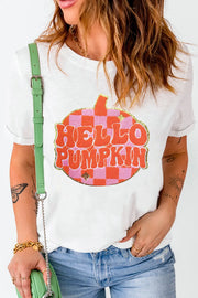 SYNZ White / S Pumpkin Round Neck Short Sleeve T-Shirt