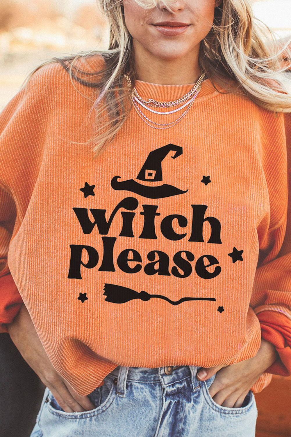 SYNZ WITCH PLEASE Graphic Dropped Shoulder Sweatshirt