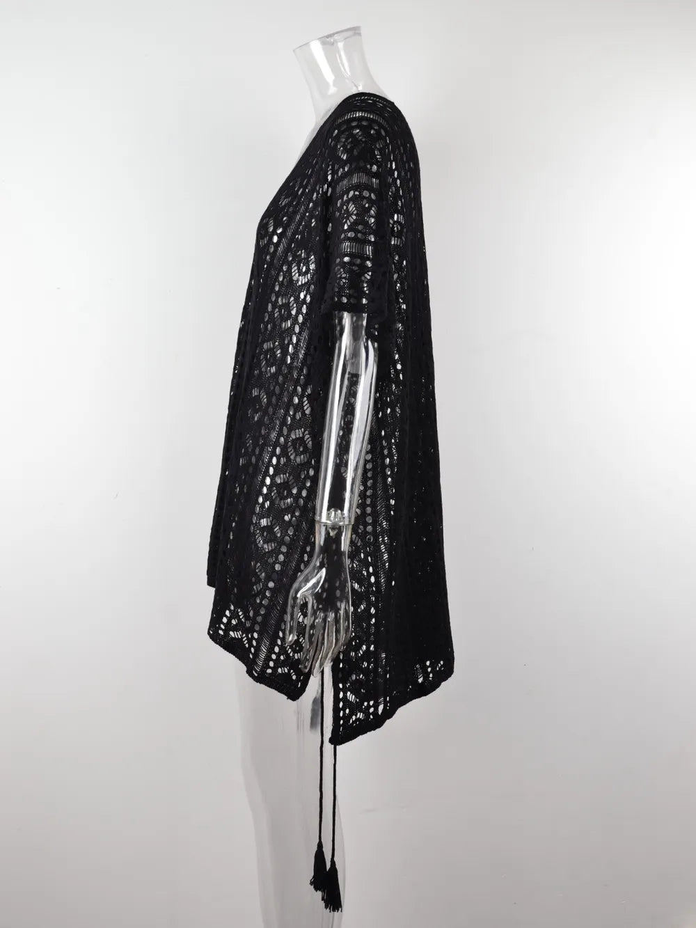 Trendsi Angel Wings Cutout V-Neck Cover-Up with Tassel