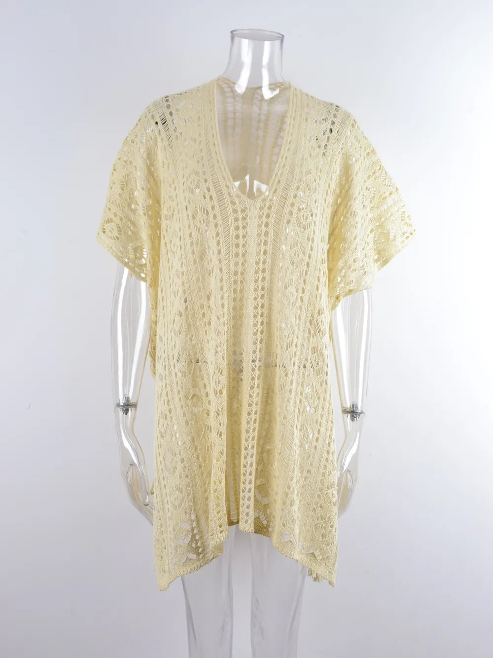 Trendsi Angel Wings Cutout V-Neck Cover-Up with Tassel