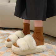 Trendsi Beige / 35 Fluffy Open Toe Slippers