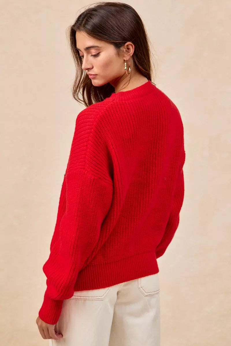 Trendsi BiBi Christmas Wreath Merry Letter Knit Top