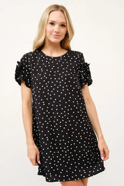 Trendsi Black / S And The Why Embellished Sleeve Polka Dots Shift Dress