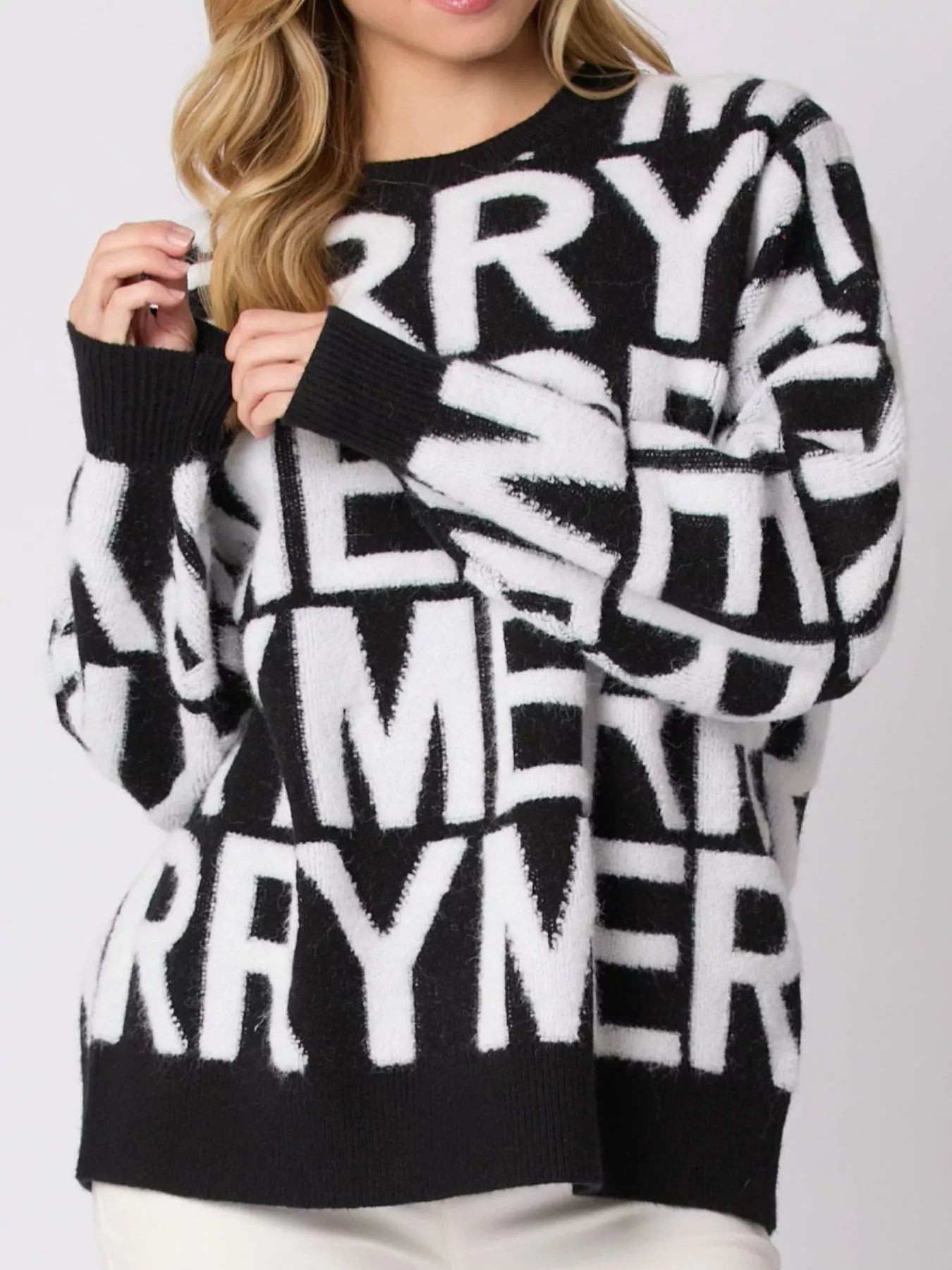 Trendsi Black / S Christmas Merry Festive Holiday Sweater