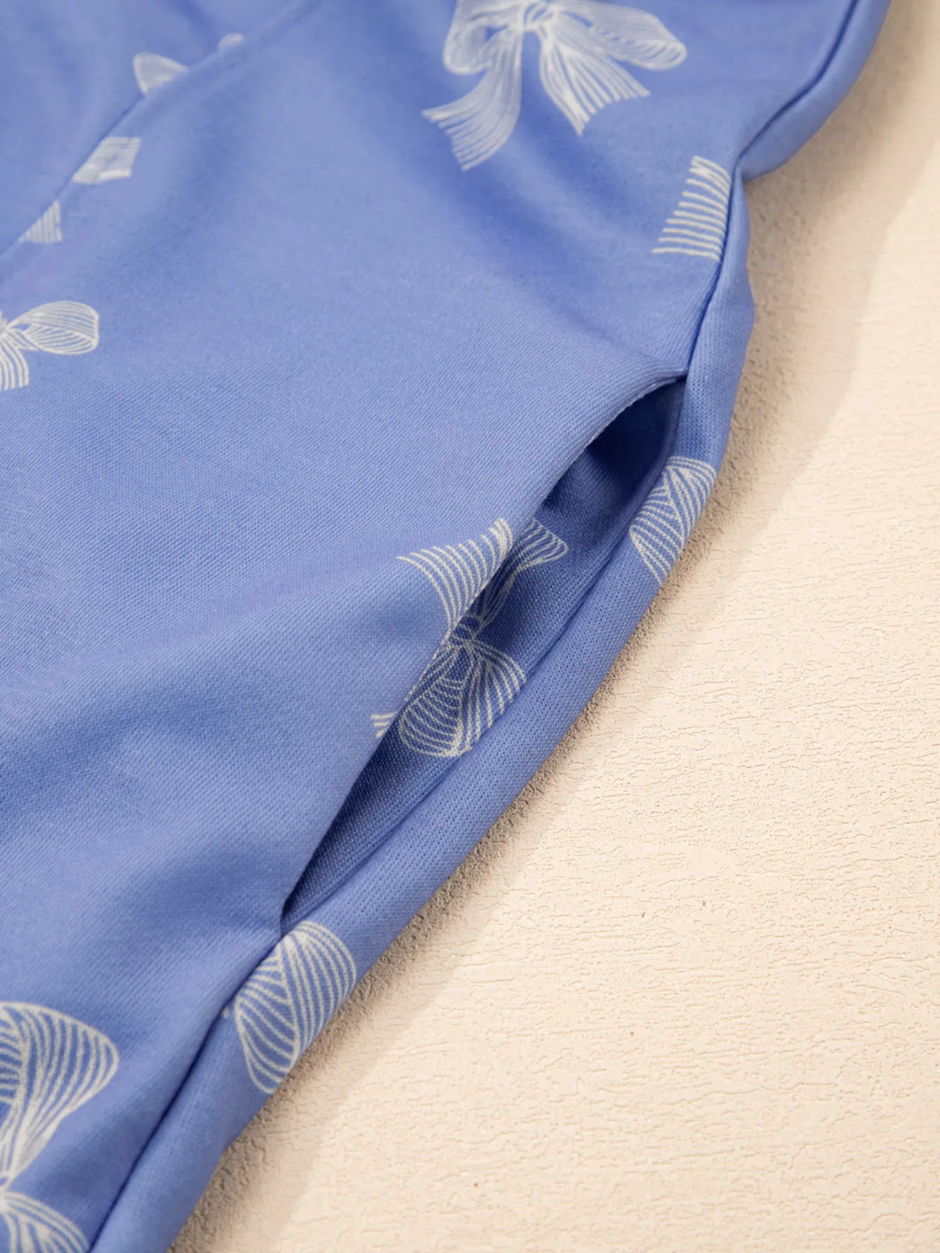 Trendsi Bow Knot Print Crewneck Ruffled Sleeve Shift Mini Dress