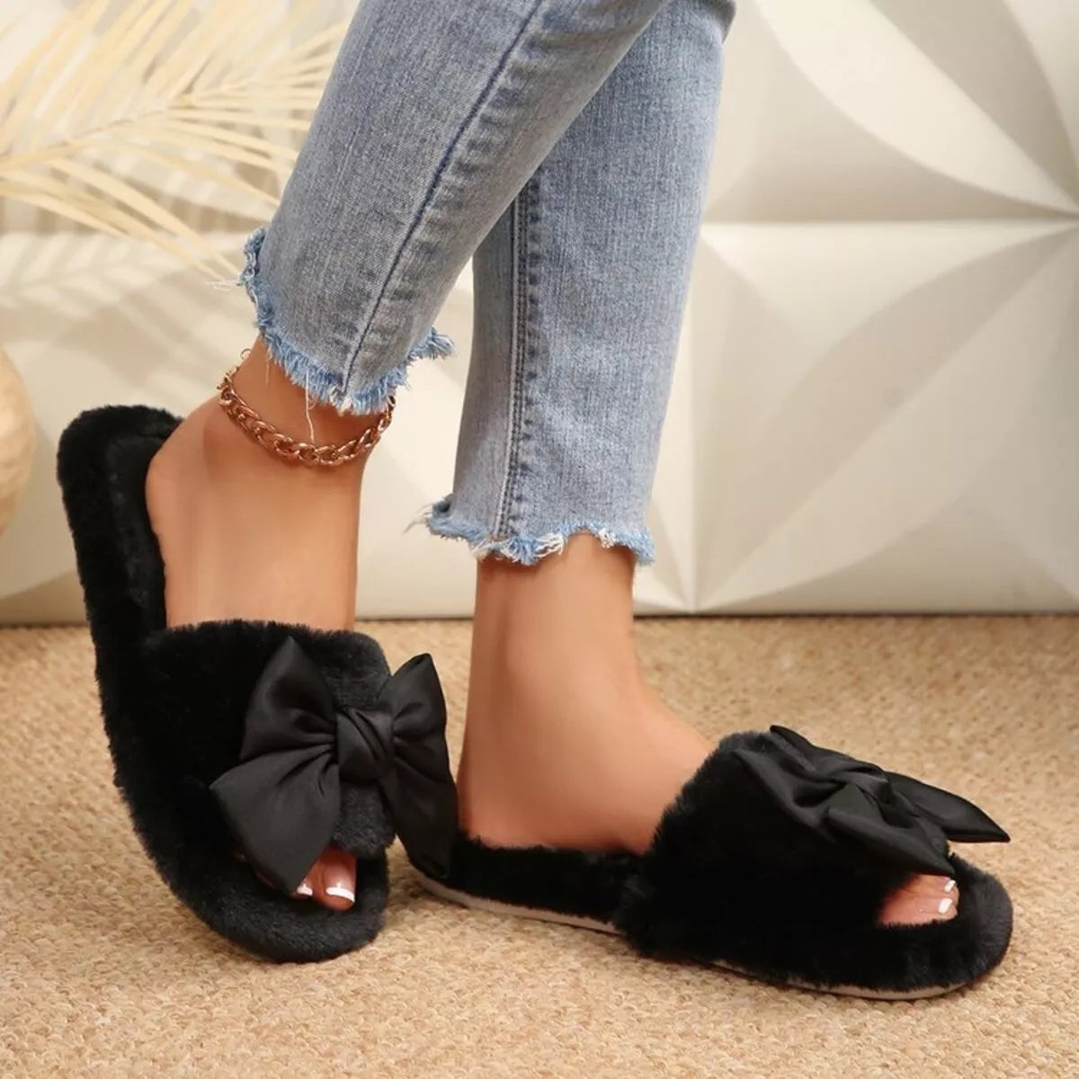 Trendsi Bow Open Toe Flats Slippers