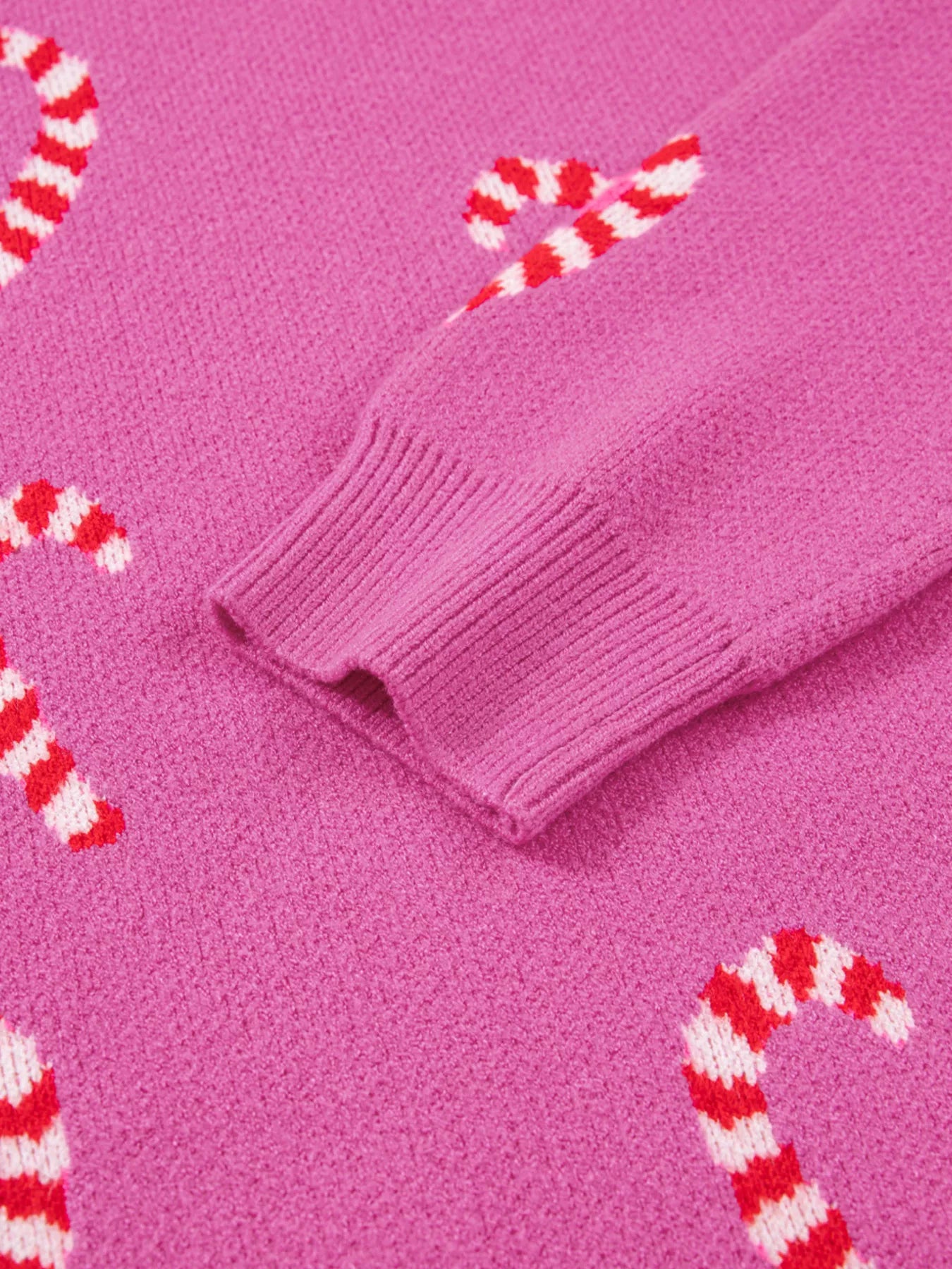 Trendsi Christmas Candy Cane Holiday Drop Shoulder Sweater