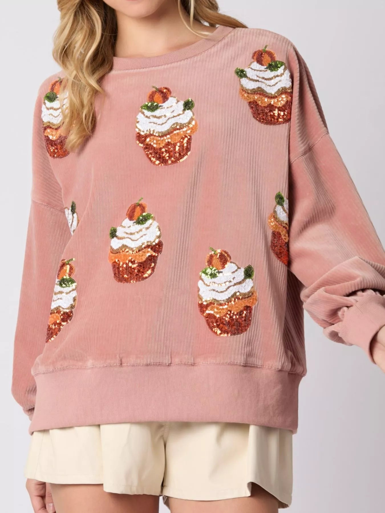 Trendsi Christmas Cupcake Dropped Shoulder Sweatshirt
