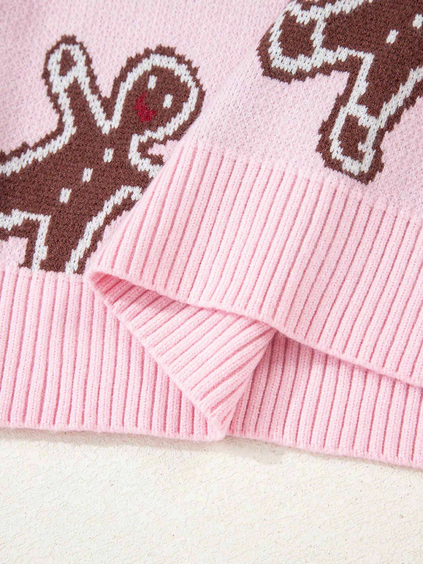 Trendsi Christmas Ginger Bread Man Round Neck Casual Sweater