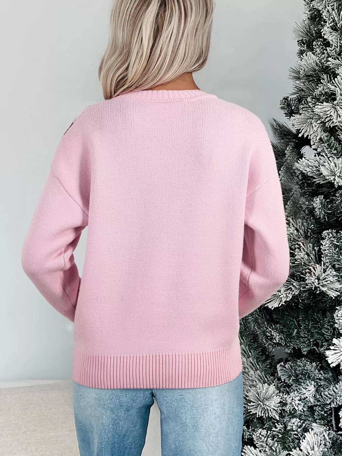 Trendsi Christmas Ginger Bread Man Round Neck Casual Sweater