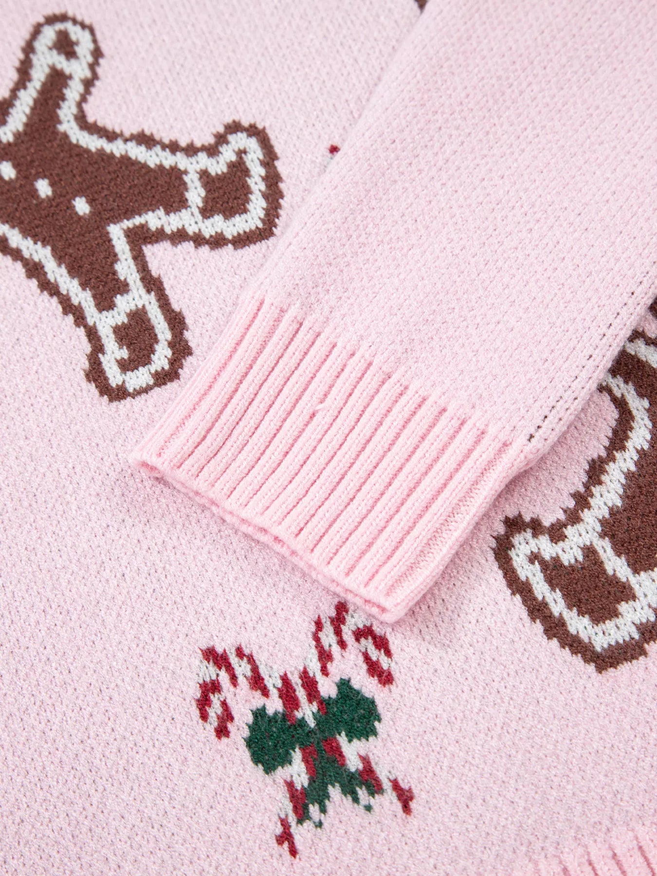 Trendsi Christmas Ginger Bread Man Round Neck Casual Sweater