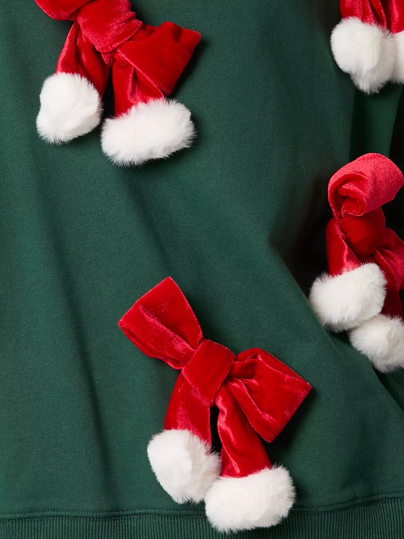 Trendsi Christmas Long Sleeve Sweatshirt with Pom-Pom Bow Decoration