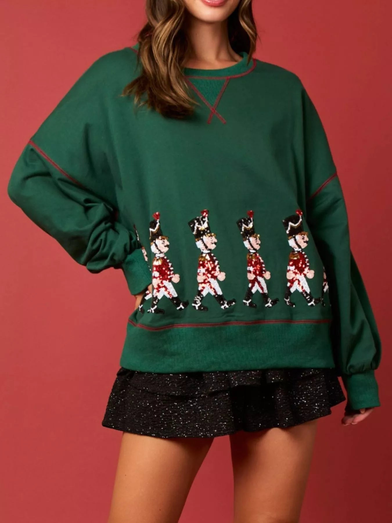 Trendsi Christmas Marching Band Sequin Sweatshirt