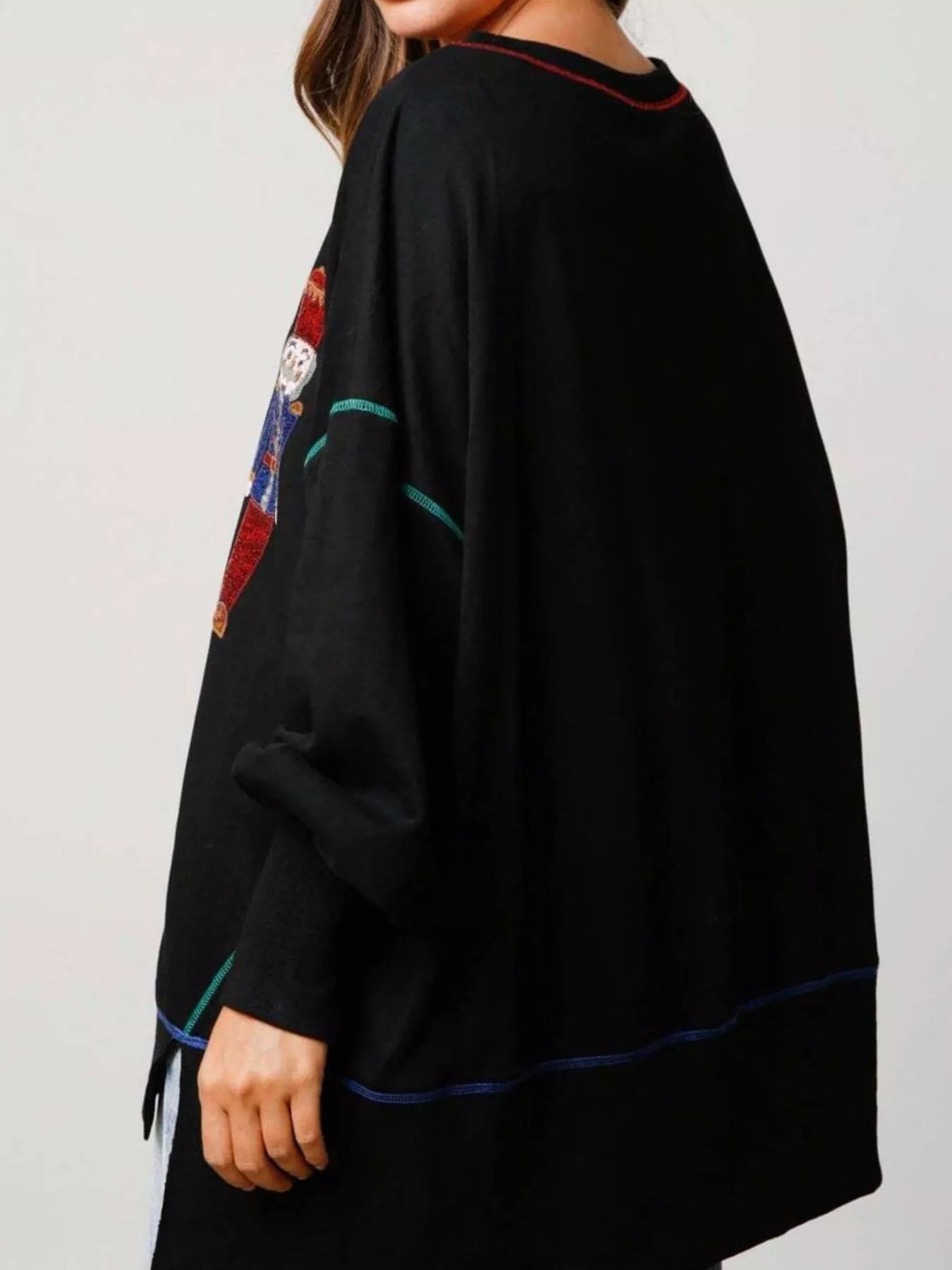 Trendsi Christmas Nutcracker Sequin Round Neck Sweatshirt