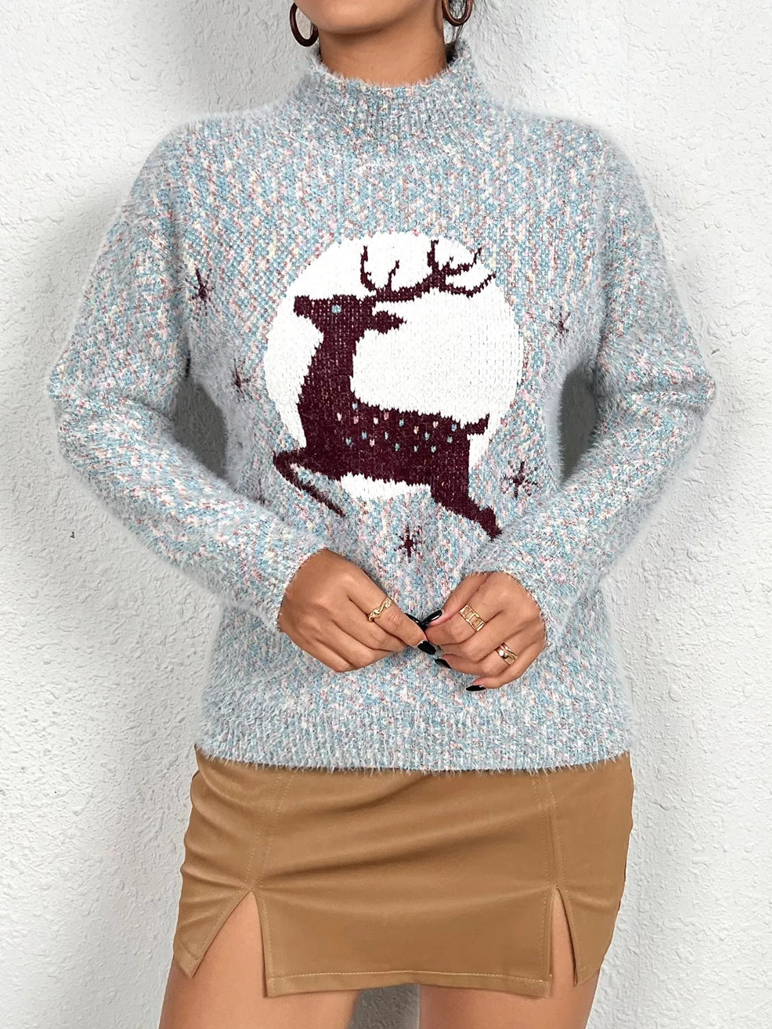 Trendsi Christmas Reindeer Long Sleeve Sweater