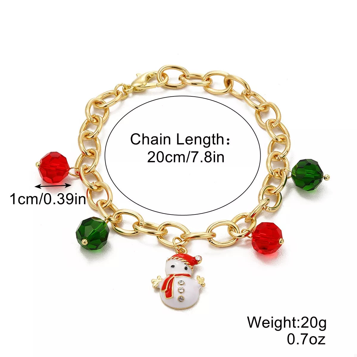 Trendsi Christmas Santa Snowman Bracelet with Colorful Crystal