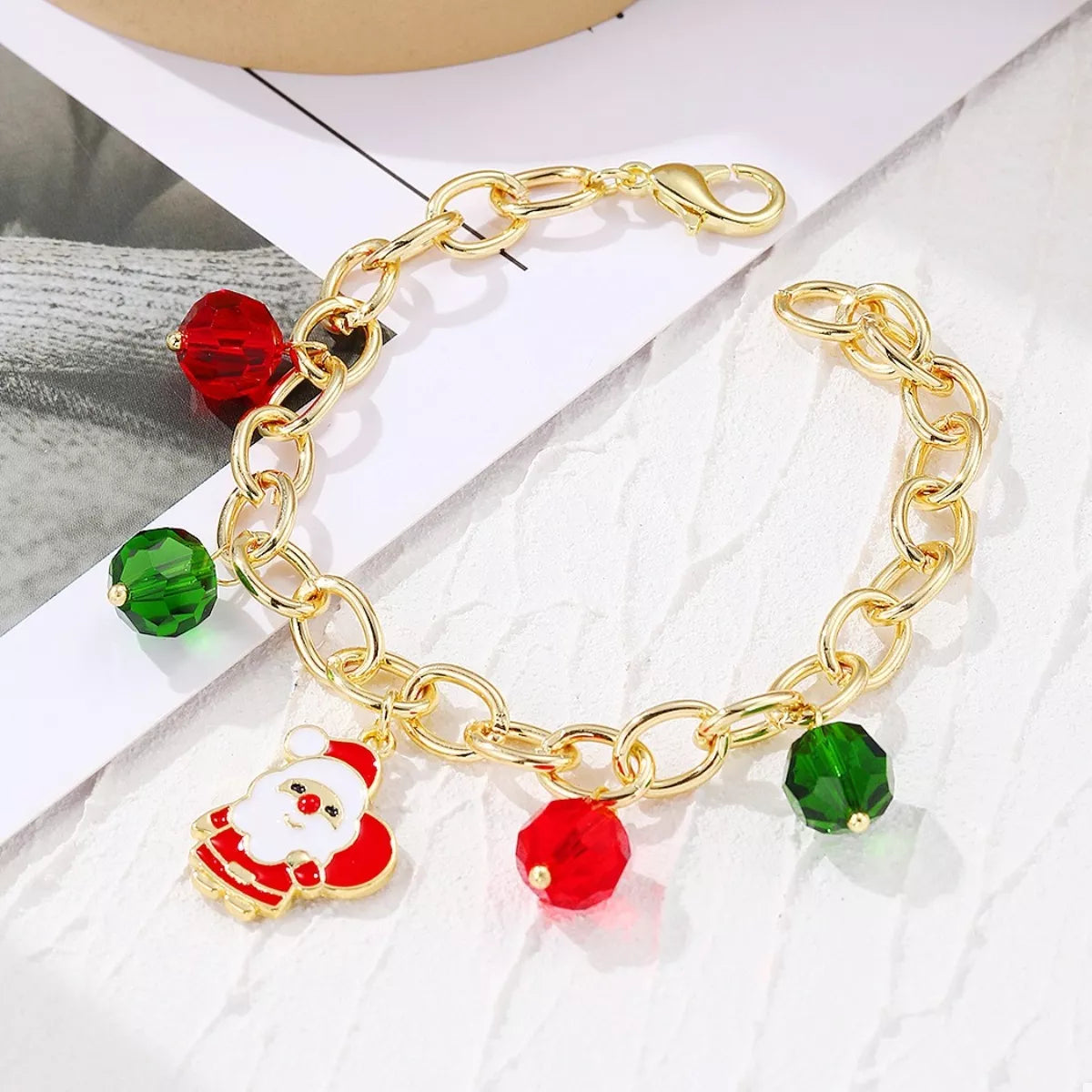 Trendsi Christmas Santa Snowman Bracelet with Colorful Crystal