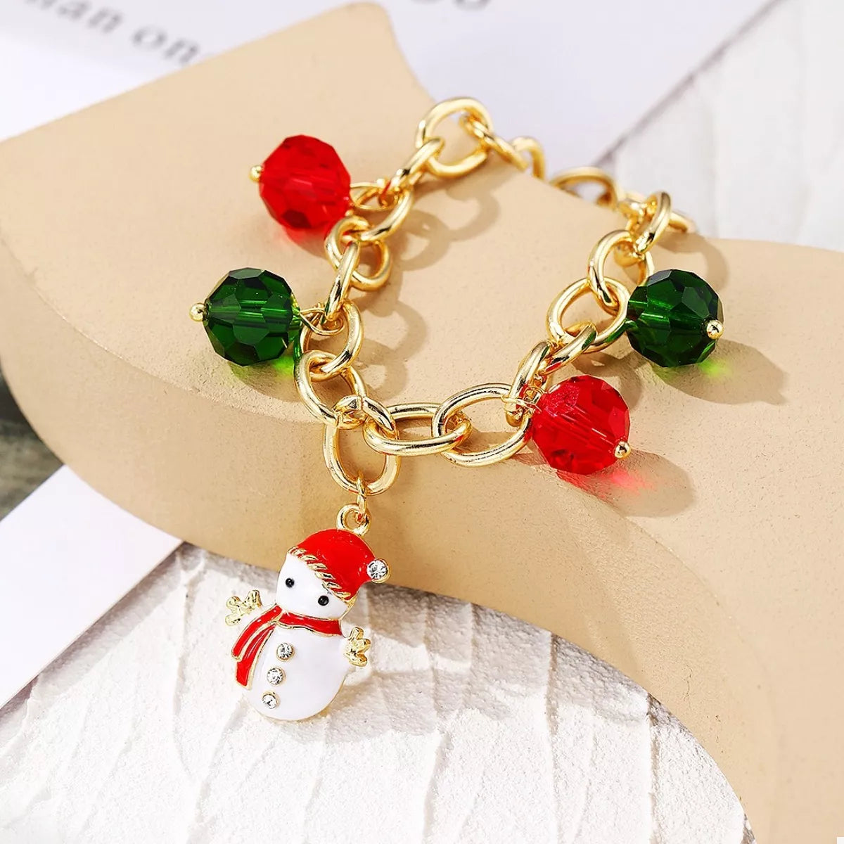 Trendsi Christmas Santa Snowman Bracelet with Colorful Crystal