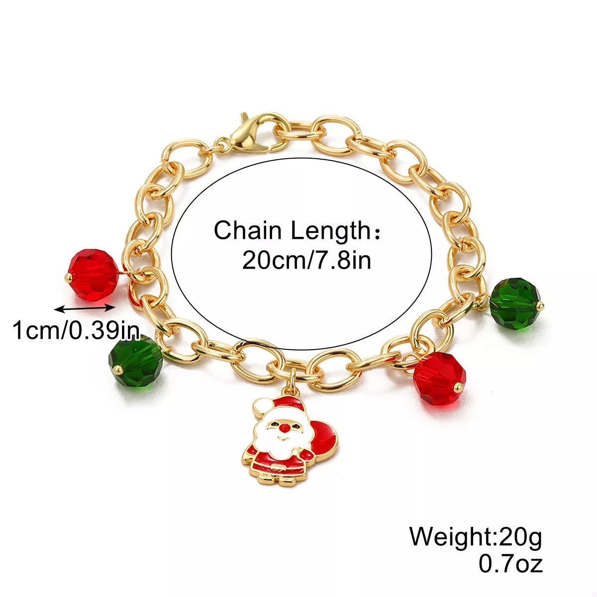 Trendsi Christmas Santa Snowman Bracelet with Colorful Crystal