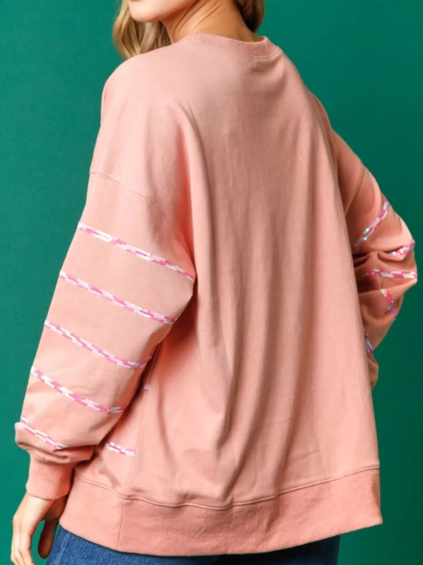 Trendsi Christmas Santa Striped Long Sleeve Sweatshirt