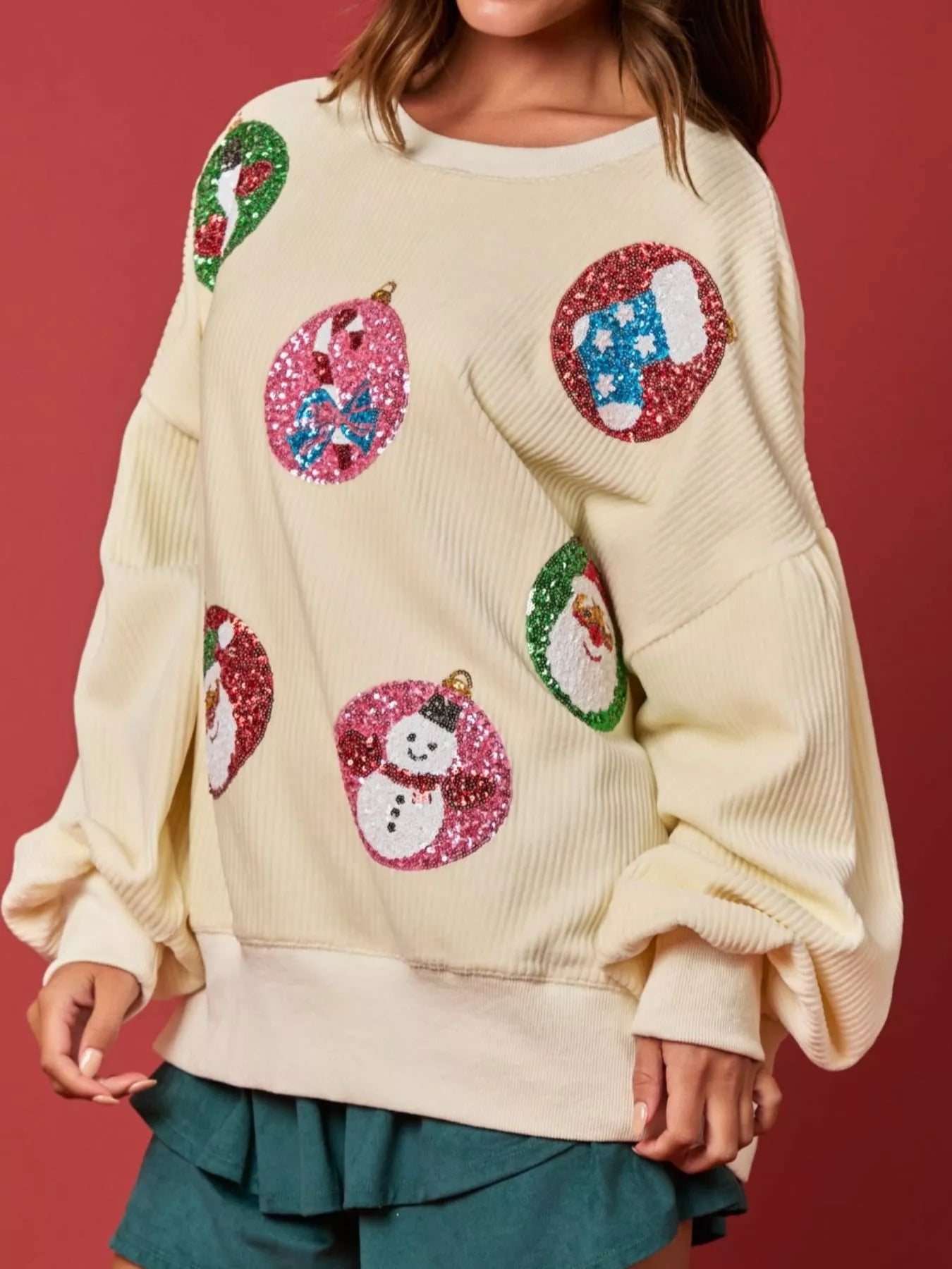 Trendsi Christmas Sequin Embellished Sweatshirt