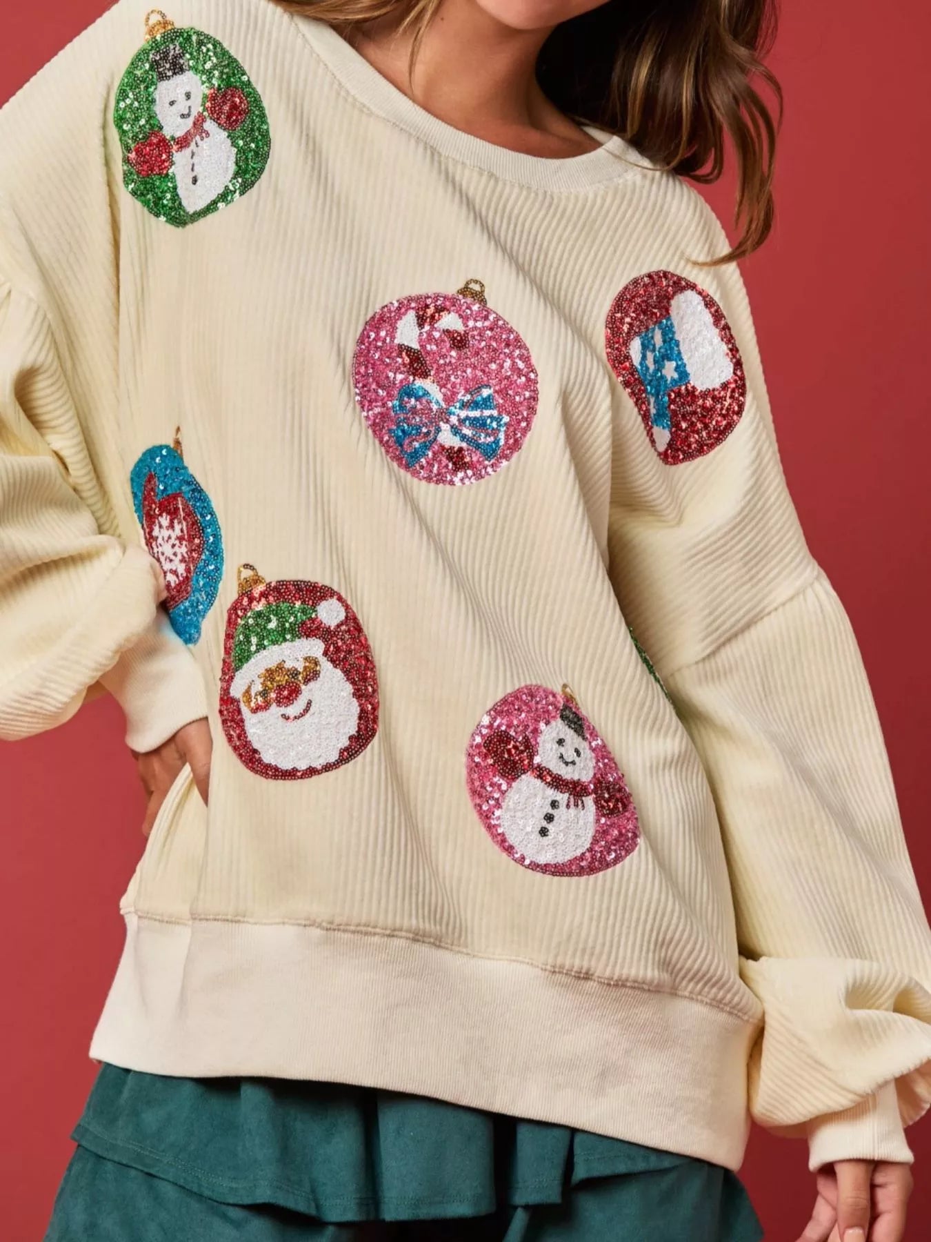 Trendsi Christmas Sequin Embellished Sweatshirt
